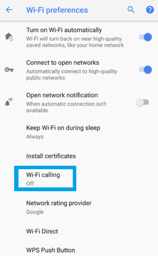 how to activate VoWiFi on Android