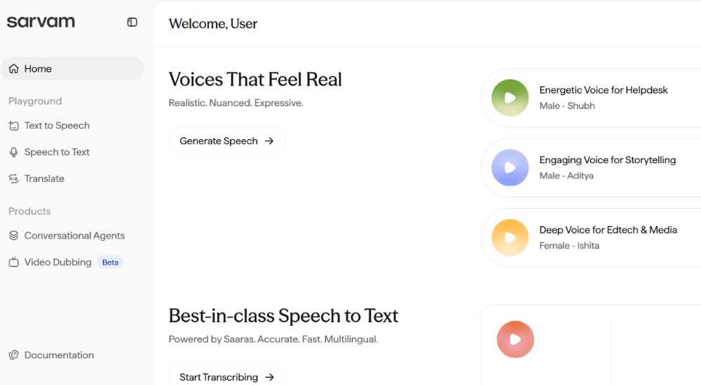 Sarvam AI Indus chat app